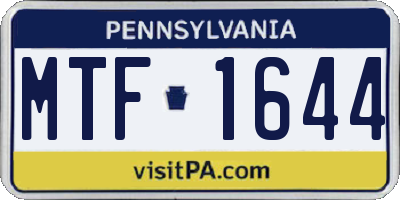 PA license plate MTF1644