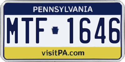 PA license plate MTF1646