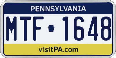 PA license plate MTF1648