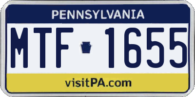 PA license plate MTF1655