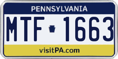 PA license plate MTF1663