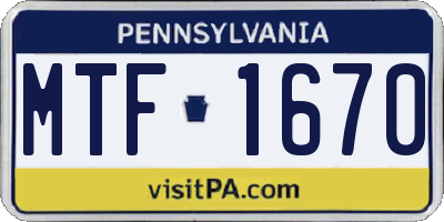 PA license plate MTF1670