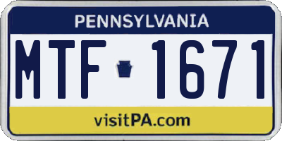 PA license plate MTF1671