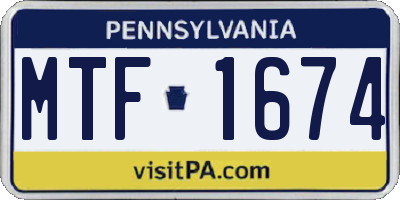 PA license plate MTF1674