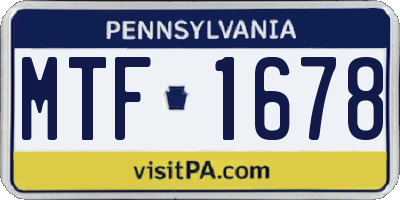 PA license plate MTF1678