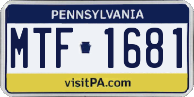 PA license plate MTF1681