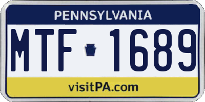 PA license plate MTF1689