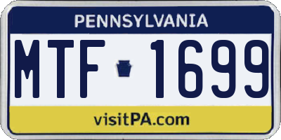 PA license plate MTF1699