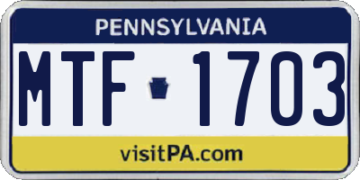 PA license plate MTF1703
