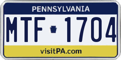 PA license plate MTF1704