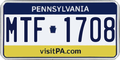 PA license plate MTF1708