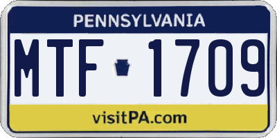 PA license plate MTF1709