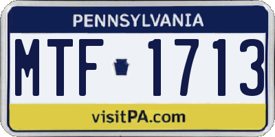 PA license plate MTF1713