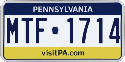 PA license plate MTF1714