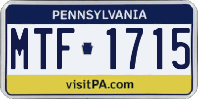 PA license plate MTF1715