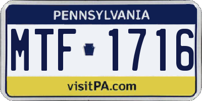 PA license plate MTF1716