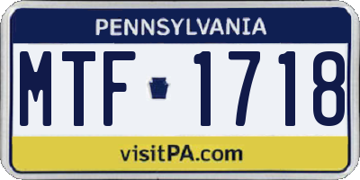 PA license plate MTF1718