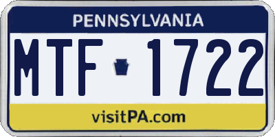 PA license plate MTF1722