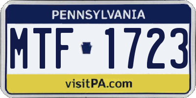 PA license plate MTF1723