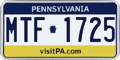 PA license plate MTF1725