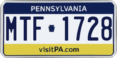 PA license plate MTF1728