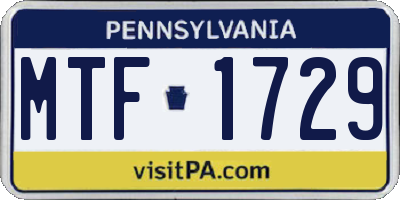 PA license plate MTF1729