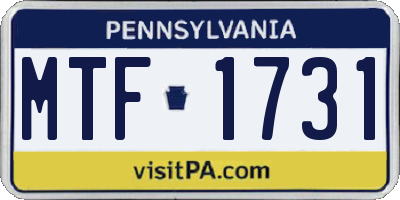 PA license plate MTF1731