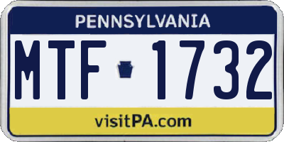 PA license plate MTF1732
