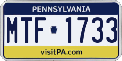 PA license plate MTF1733