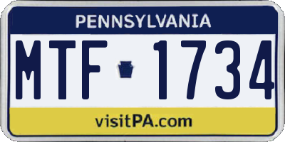 PA license plate MTF1734