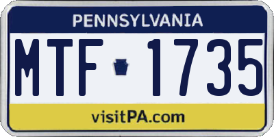 PA license plate MTF1735