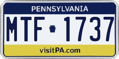 PA license plate MTF1737