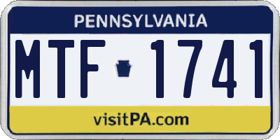 PA license plate MTF1741