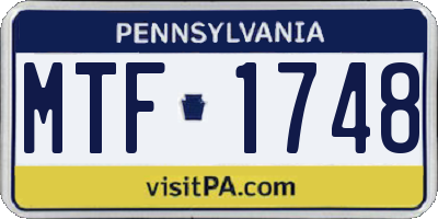 PA license plate MTF1748