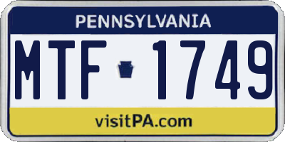PA license plate MTF1749