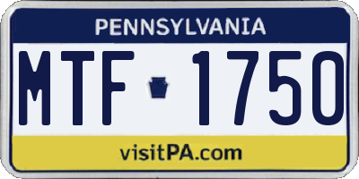 PA license plate MTF1750