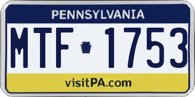 PA license plate MTF1753