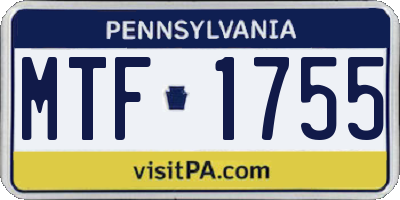 PA license plate MTF1755
