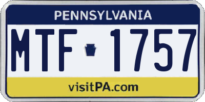 PA license plate MTF1757
