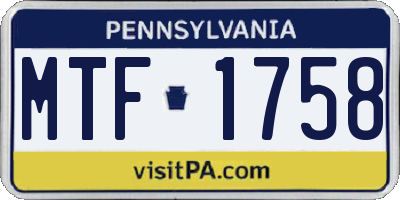PA license plate MTF1758