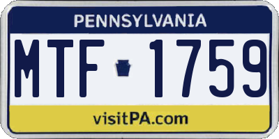 PA license plate MTF1759