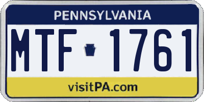PA license plate MTF1761