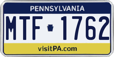 PA license plate MTF1762