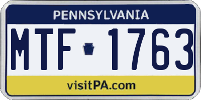 PA license plate MTF1763