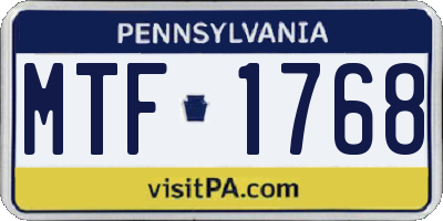 PA license plate MTF1768