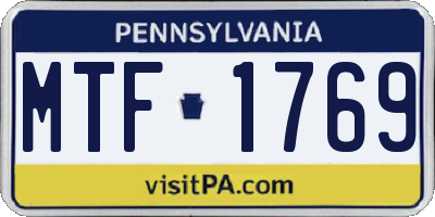 PA license plate MTF1769