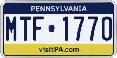 PA license plate MTF1770