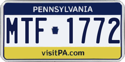 PA license plate MTF1772