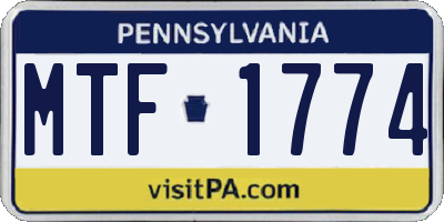PA license plate MTF1774