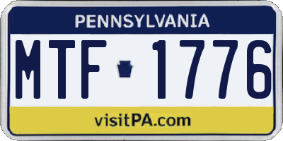 PA license plate MTF1776